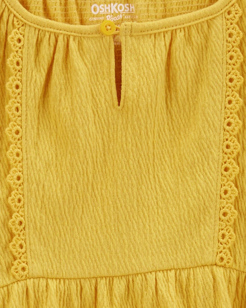 slide 2 of 2, Oshkosh Kid Crinkle Jersey Flutter Crochet Top Yellow 8, 1 ct