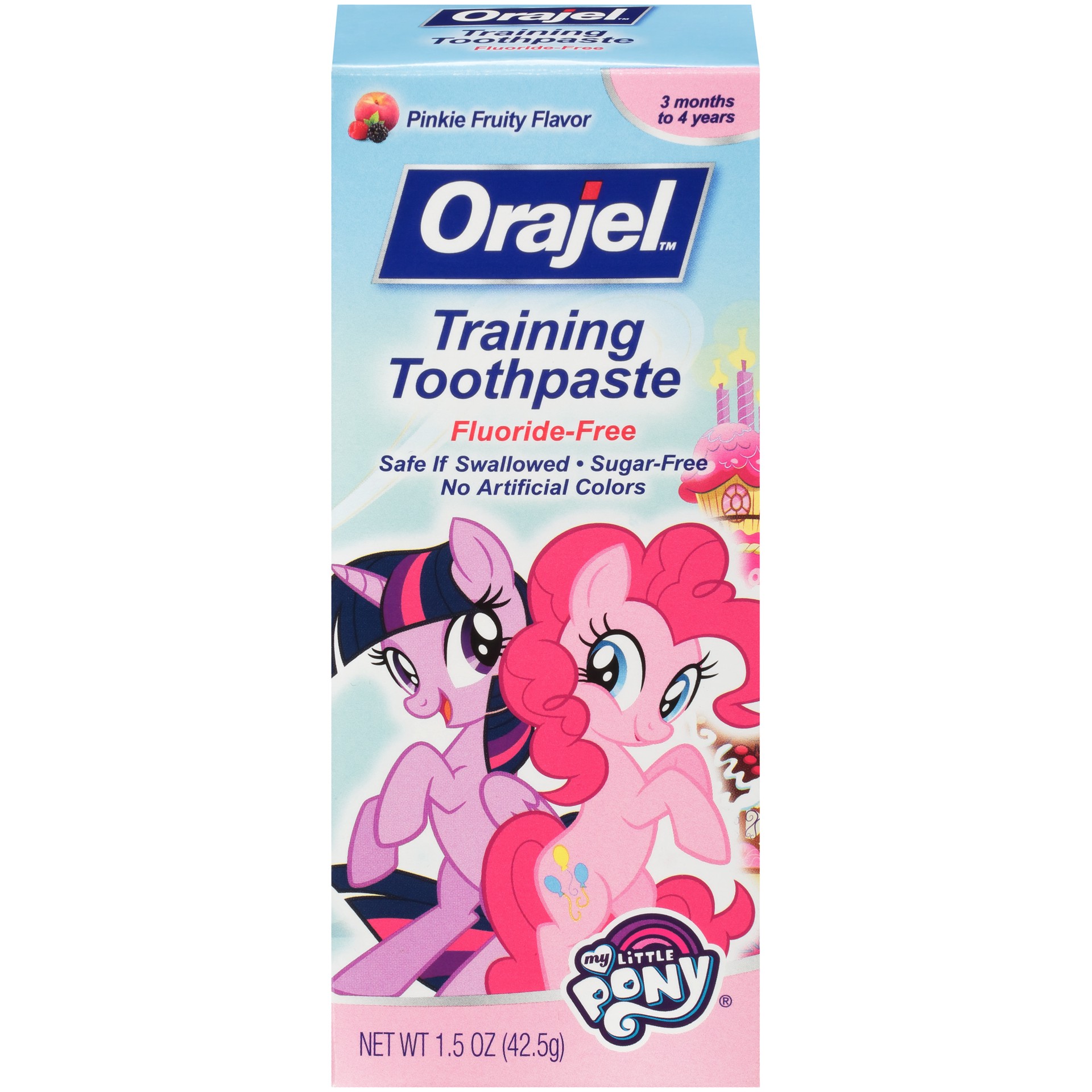 slide 1 of 4, Orajel My Little Pony Fluoride-Free Training Toothpaste, Pinky Fruity Flavor, One 1.5oz Tube: Orajel #1 Pediatrician Recommended Brand for Kids Non-Fluoride Toothpaste, 1.5 oz