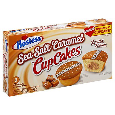 slide 1 of 4, Hostess Sea Salt Caramel Cupcakes, 8 ct; 1.59 oz