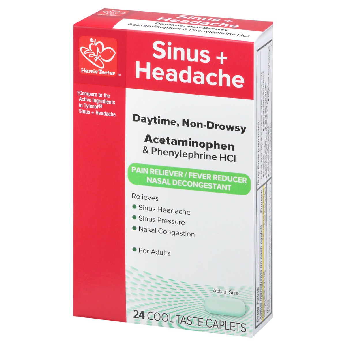 slide 5 of 9, Harris Teeter Non-Drowsy Daytime Sinus + Headache 24 Caplets, 24 ct