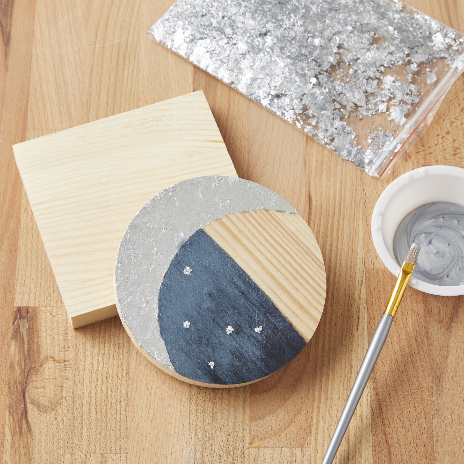 slide 2 of 2, 5" Wood Circle Plaque By Make Market, 5 in x 5 in