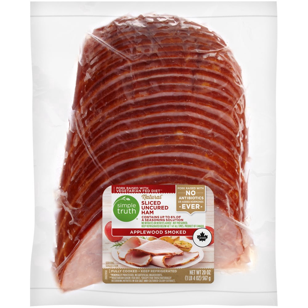 slide 1 of 2, Simple Truth Quarter Sliced Uncured Smoked Ham, 1.25 lb