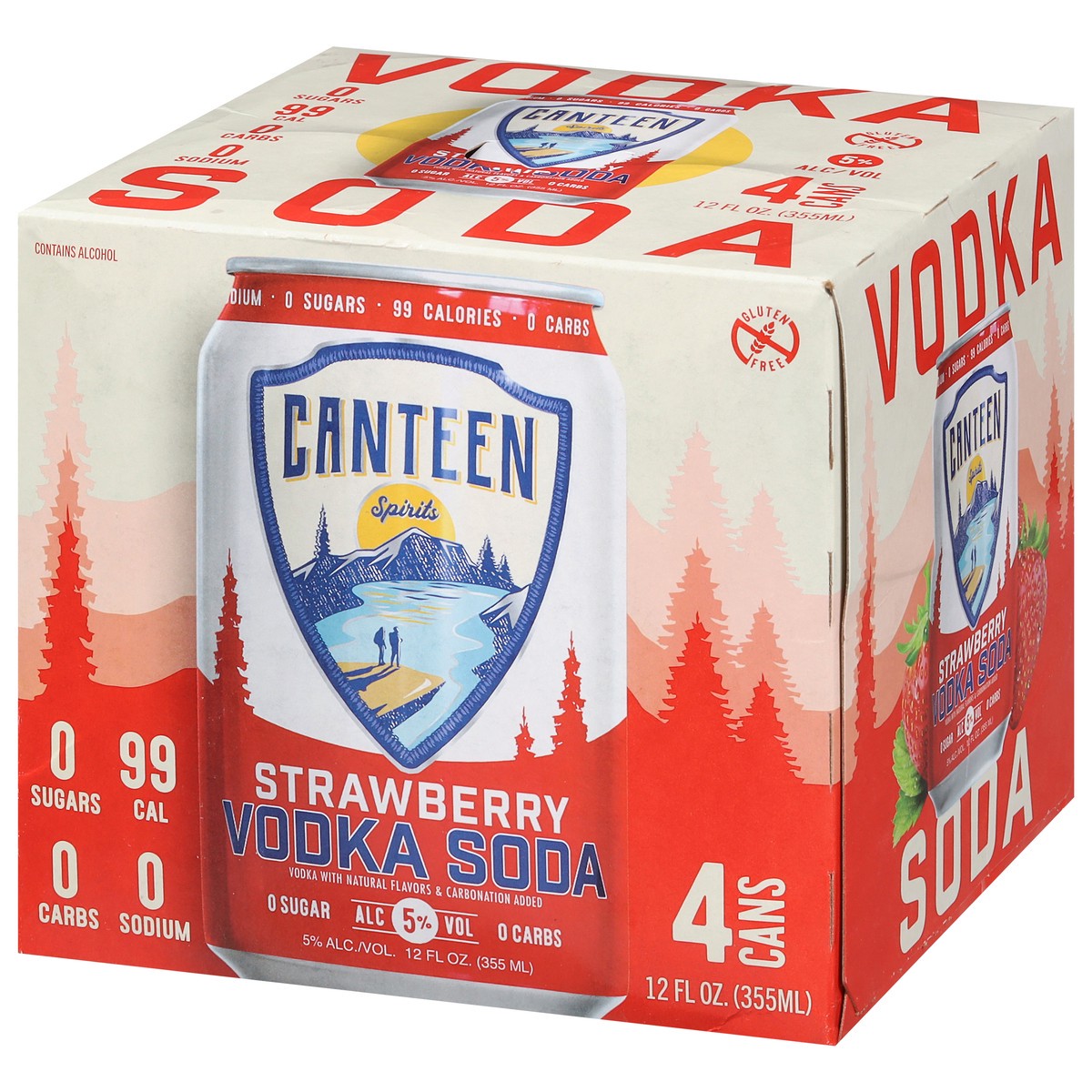 slide 8 of 9, Canteen Spirits Vodka Soda, Strawberry 4Pk, 4 ct; 12 oz
