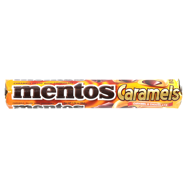 slide 1 of 5, Mentos Caramel & Chocolate Candy Rolls, 1.32 oz