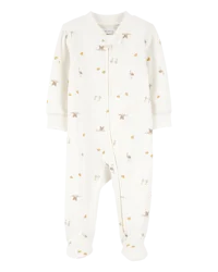 Carter's Baby Mini Bird Print 2-Way Zip Cotton Sleep & Play Pajamas Multi 3M