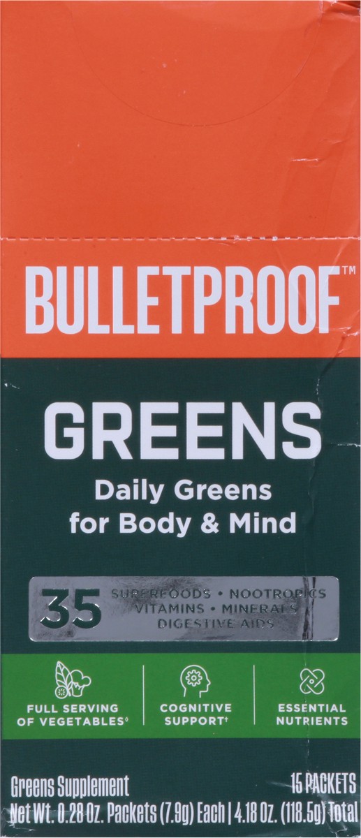 slide 14 of 14, Bulletproof Body & Mind Greens Supplement 15 - 0.28 oz Packets, 15 ct