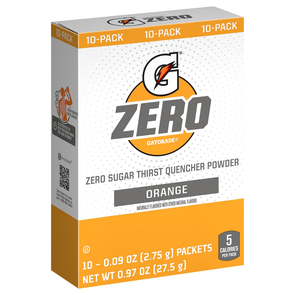 slide 3 of 3, Gatorade Orange Zero Sugar Thirst Quencher Powder, 0.9 oz