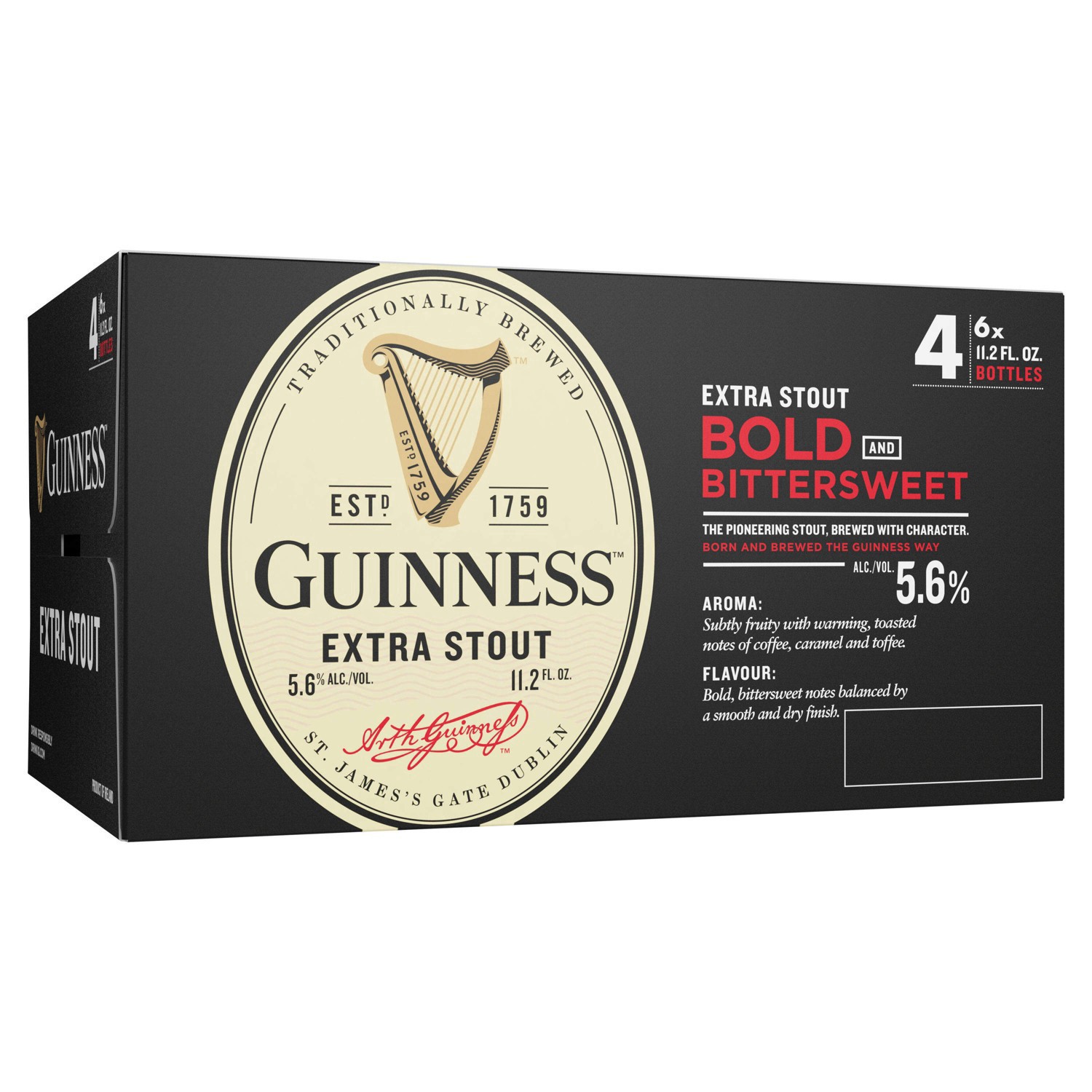 slide 62 of 89, Guinness Extra Stout Import Beer, 11.2 fl oz, 6 Pack Bottles, 5.6% ABV, 11.2 fl oz