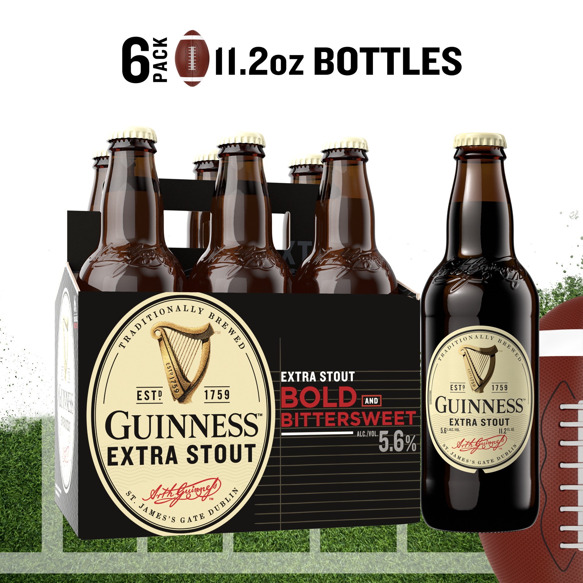 slide 1 of 89, Guinness Extra Stout Import Beer, 11.2 fl oz, 6 Pack Bottles, 5.6% ABV, 11.2 fl oz