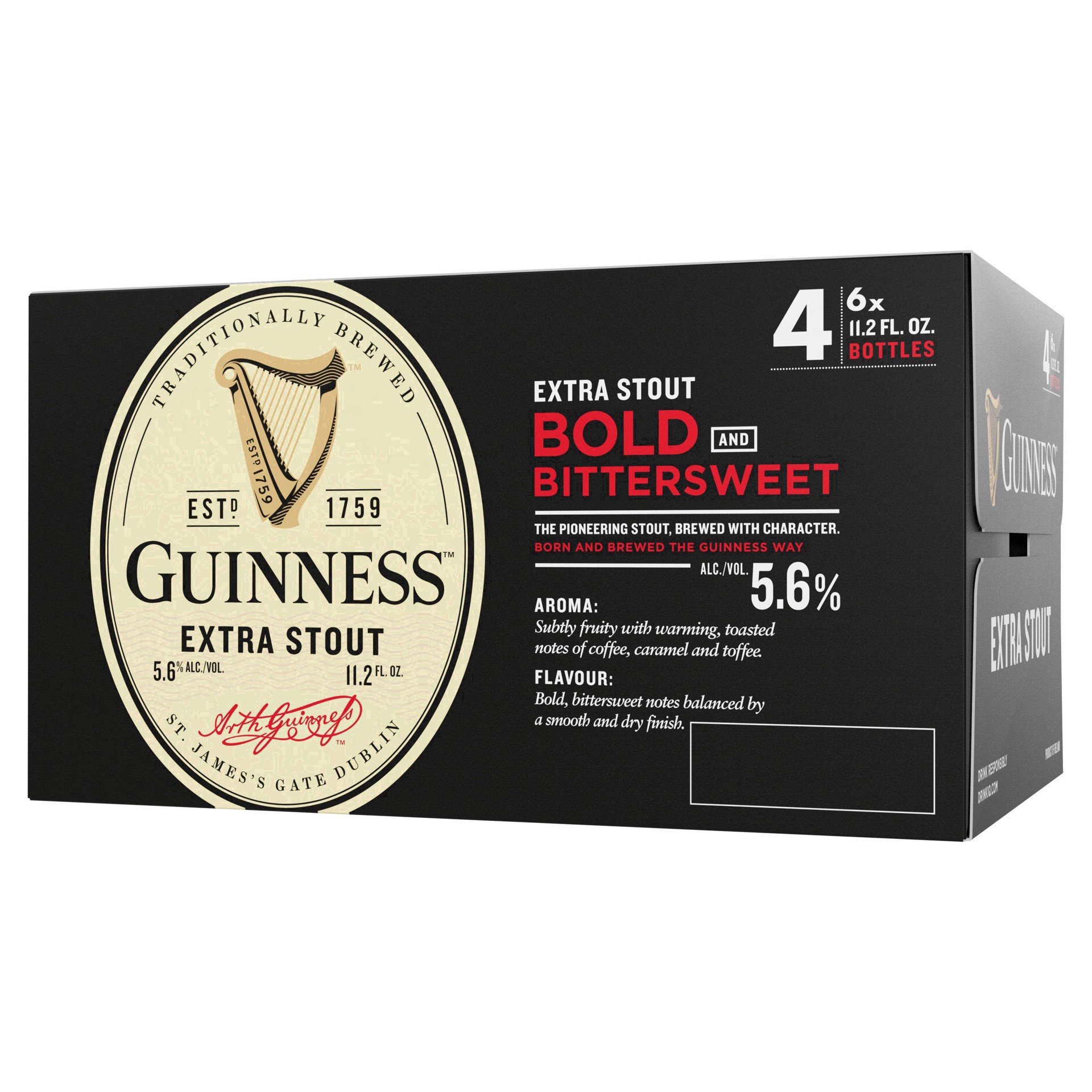 slide 59 of 89, Guinness Extra Stout Beer, 11.2oz Bottles, 6pk, 11.2 fl oz