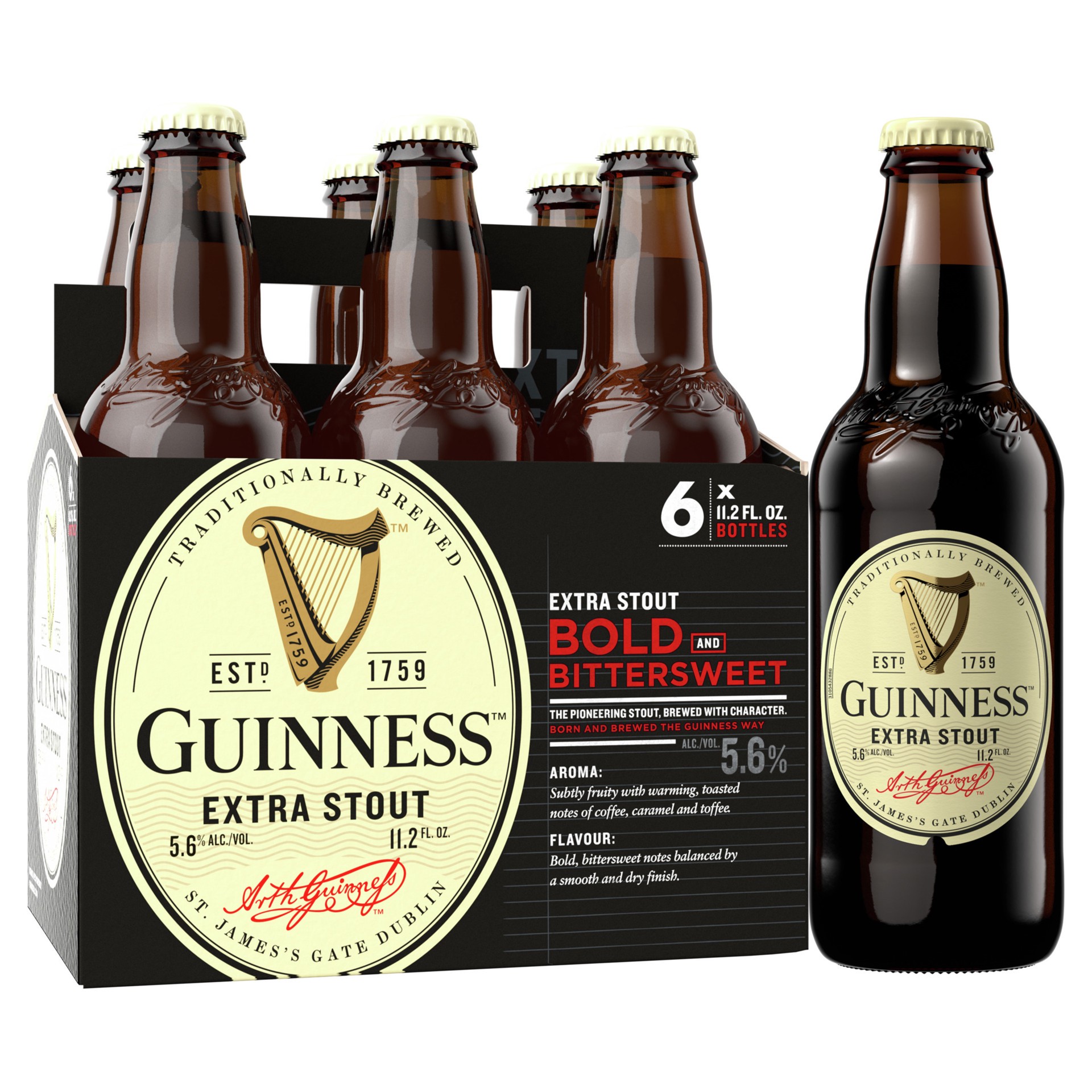 slide 1 of 89, Guinness Extra Stout Beer, 6 pk, 11.2 fl oz