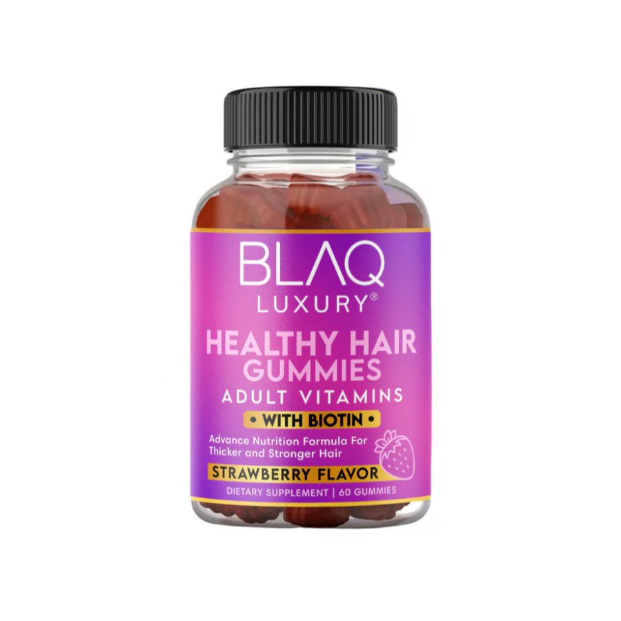 slide 1 of 1, BLAQ Luxury Healthy Hair Gummies With Biotin - Strawberry, 60 ct