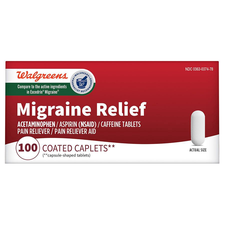 slide 1 of 5, Walgreens Migraine Relief Coated Caplets, 100 ct