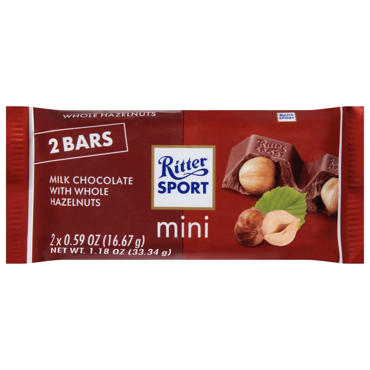 slide 1 of 9, RITTER SPORT Ritter Mini Bar- Milk Choc Hazelnut, 1.18 oz