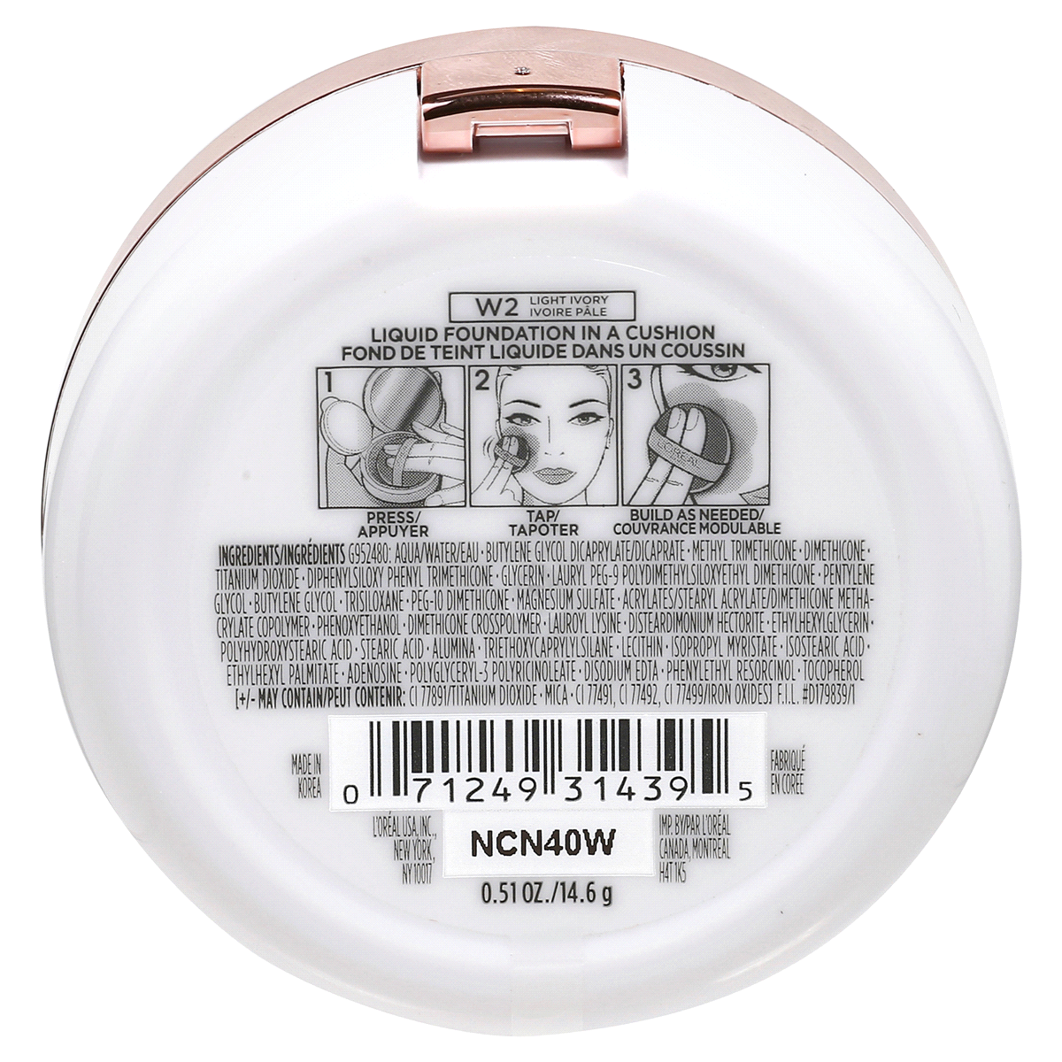 slide 2 of 7, L'Oréal Paris True Match Lumi Cushion Foundation W2 Light Ivory 0.51 oz. Compact, 0.51 fl oz