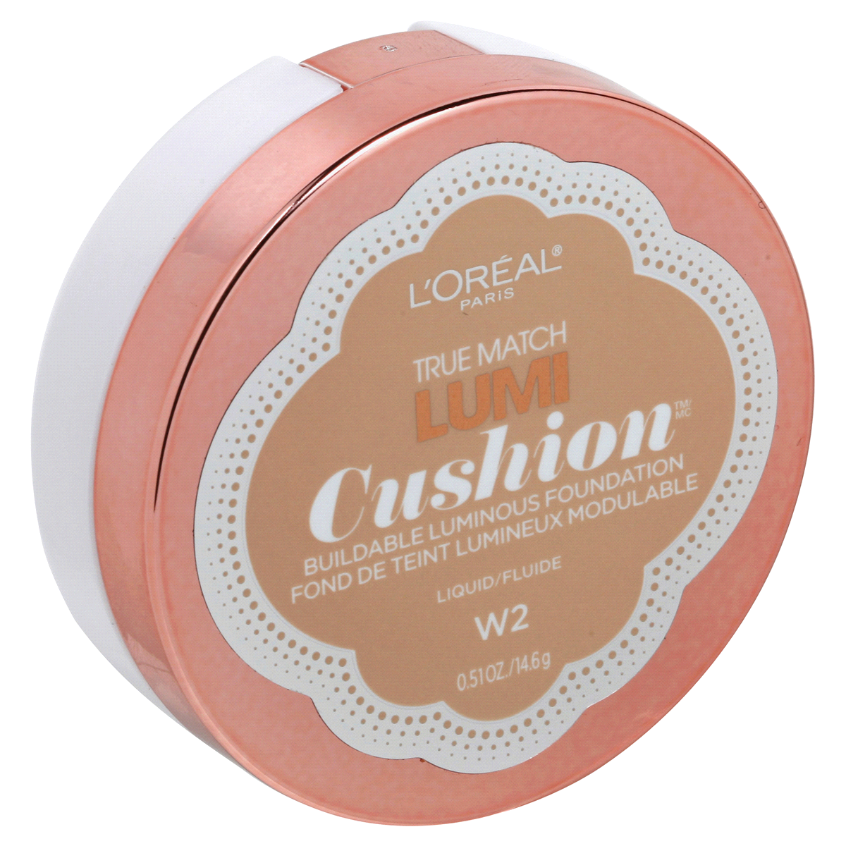 slide 3 of 7, L'Oréal Paris True Match Lumi Cushion Foundation W2 Light Ivory 0.51 oz. Compact, 0.51 fl oz