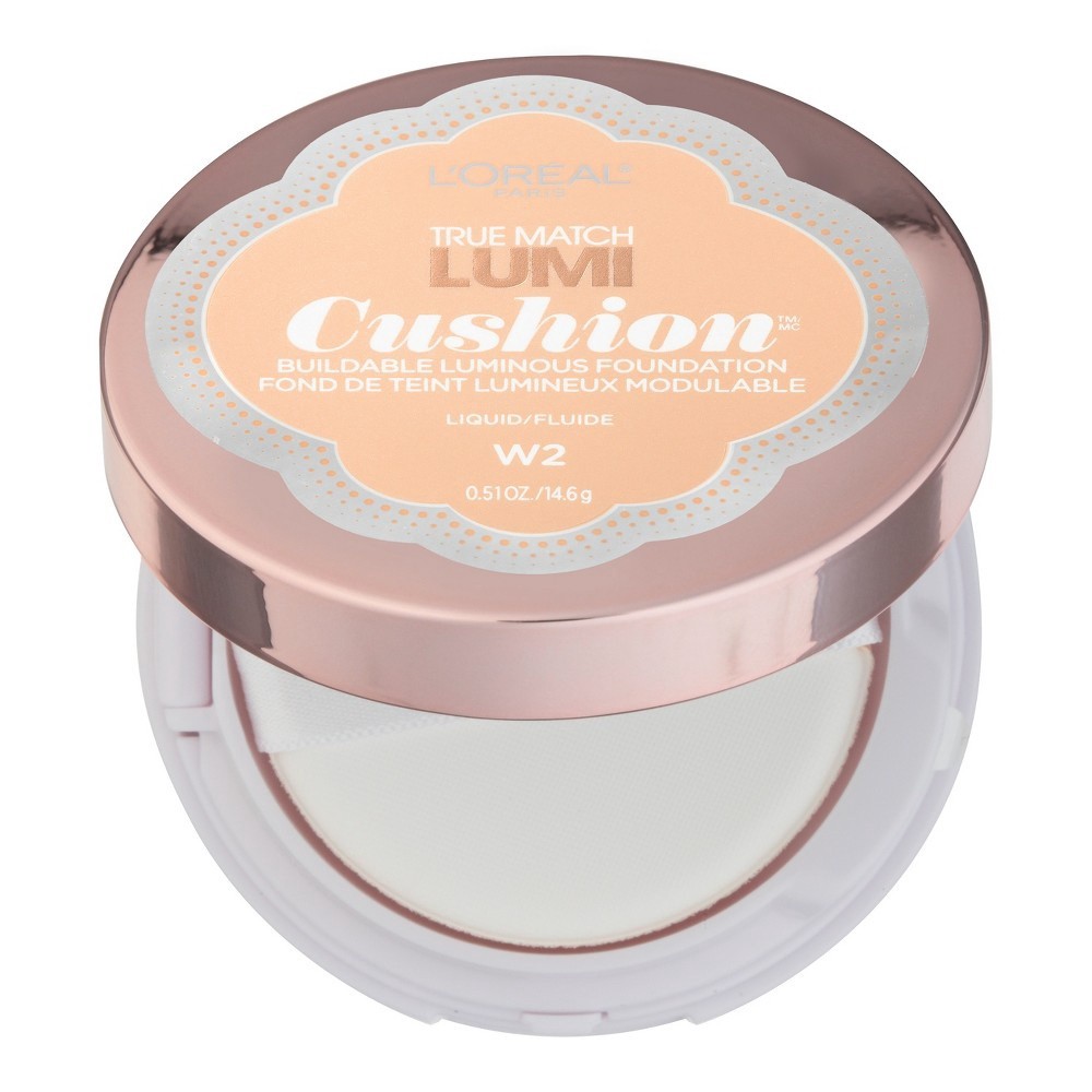 slide 7 of 7, L'Oréal Paris True Match Lumi Cushion Foundation W2 Light Ivory 0.51 oz. Compact, 0.51 fl oz