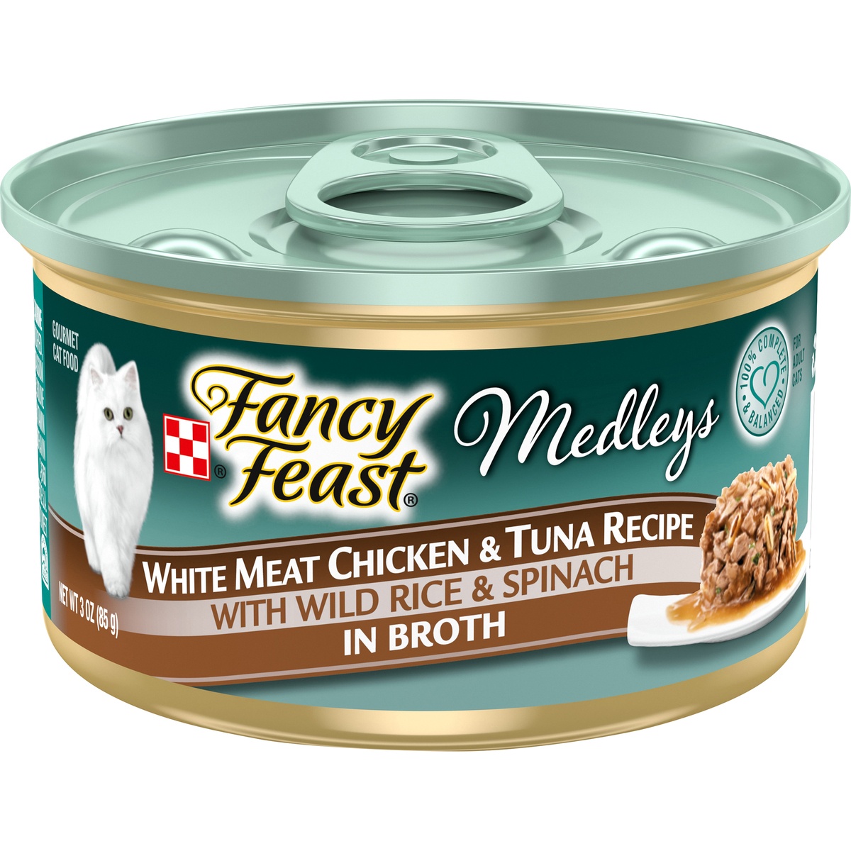 slide 1 of 7, Purina Fancy Feast Elegant Medleys White Meat Chicken & Tuna Cat Food, 3 oz