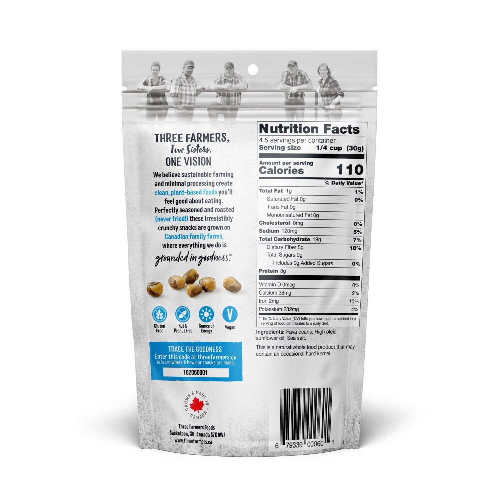 slide 2 of 2, Three Farmers Salted Roasted Fava Beans, 5 oz