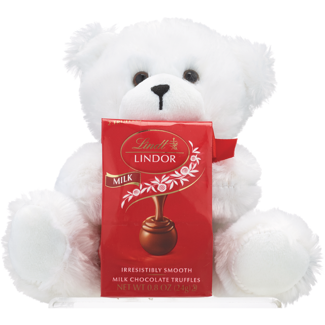 slide 1 of 1, Valentine Teddy Bear W/Lindt Choc, 0.8 oz