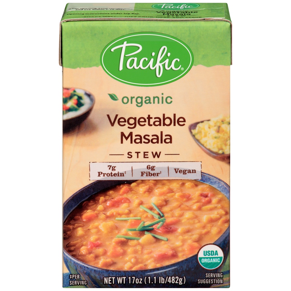 slide 1 of 4, Pacific Natural Foods Organic Vegetable Masala Stew Soup, 17 oz