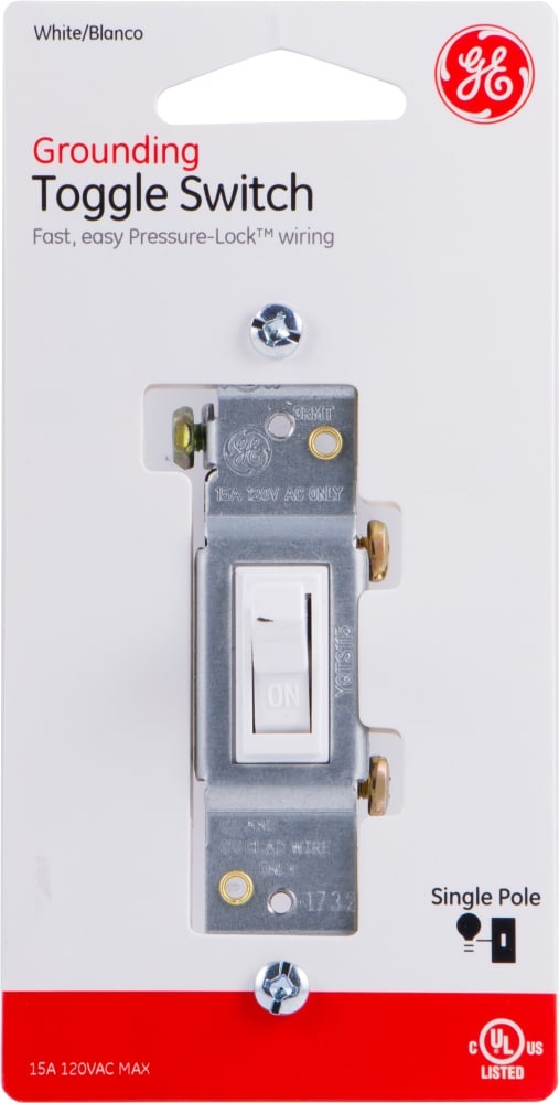 slide 1 of 1, GE Grounding Toggle Switch - White, 1 ct