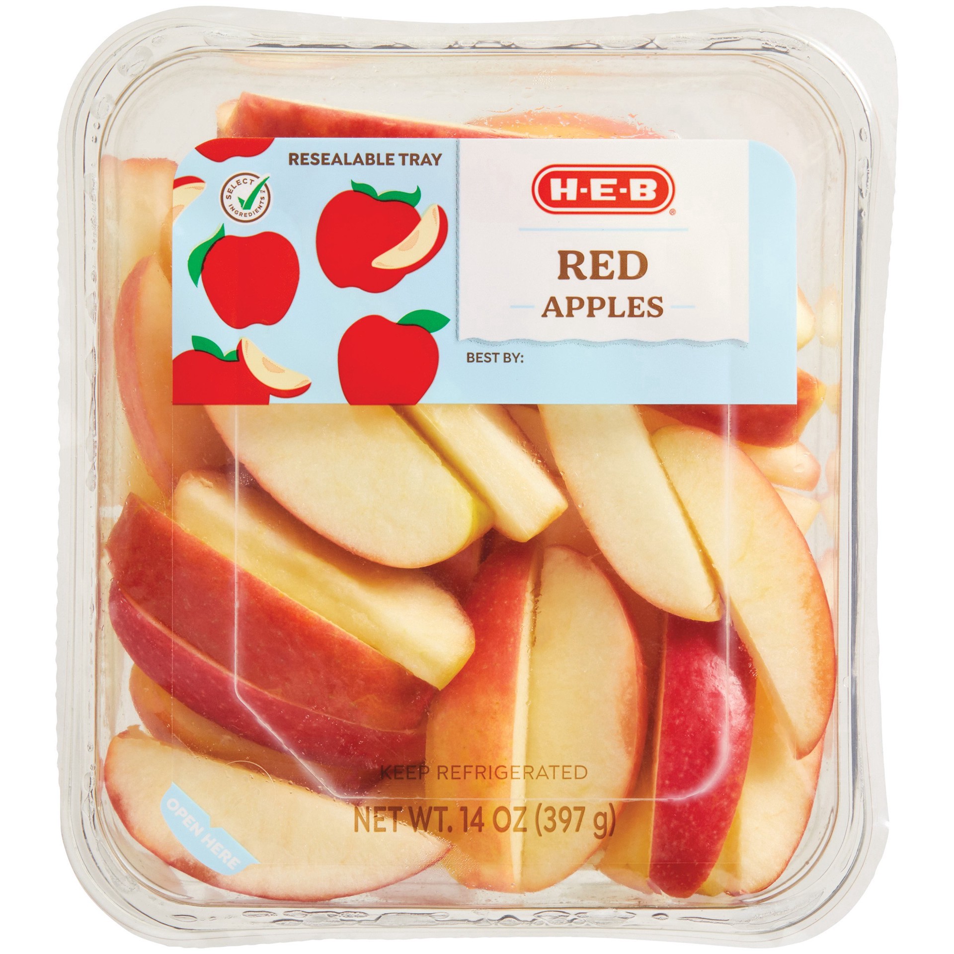 slide 1 of 1, H-E-B Ready, Fresh, Go! Sliced Red Apples, 14 oz