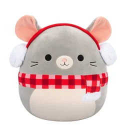 Squishmallow Grey Mouse With Earmuffs And Scarf