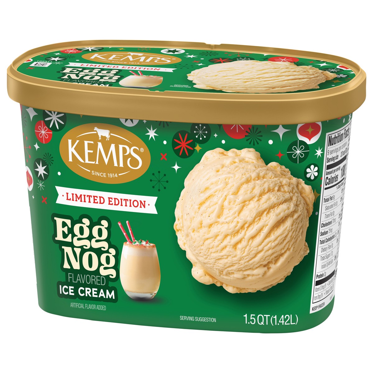 slide 4 of 4, Kemps Egg Nog Ice Cream 1.5 Quart, 1.5 qt