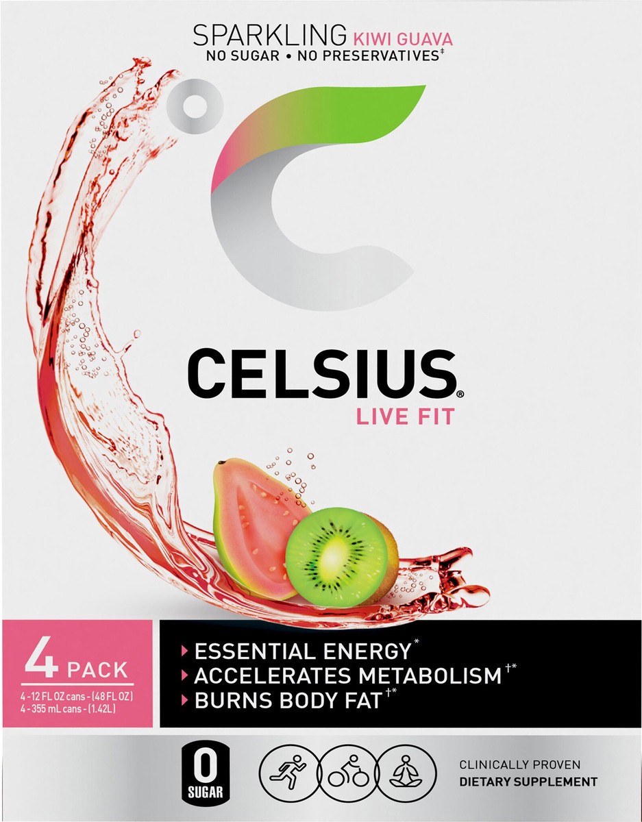 slide 3 of 3, CELSIUS Sparkling Kiwi Guava Energy Drink, 48 oz