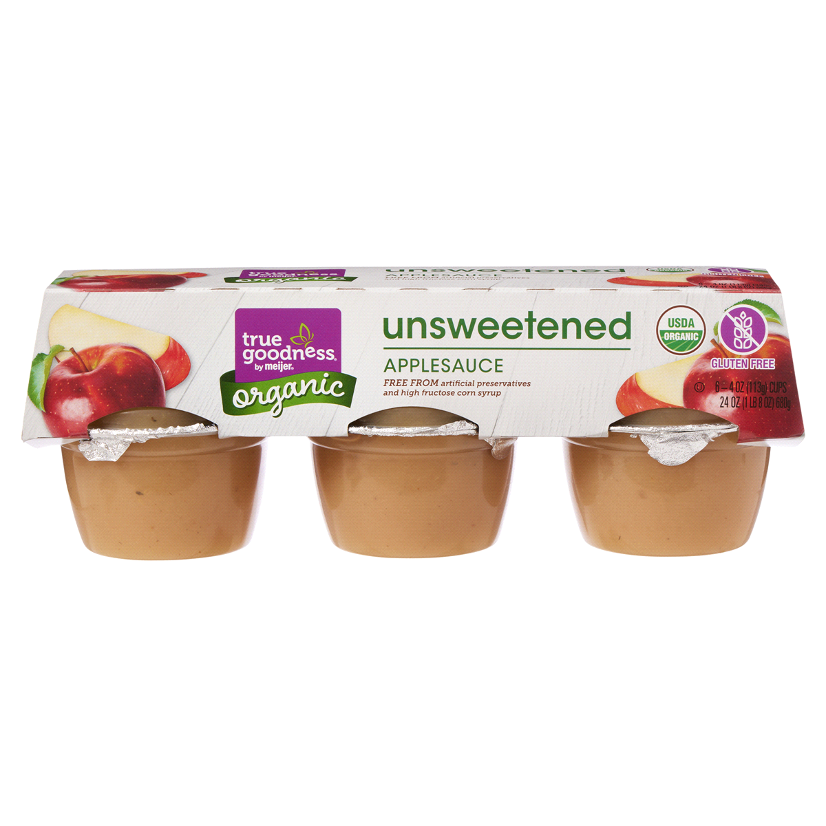 slide 1 of 17, True Goodness Organic Unsweetened Applesauce, 6 ct