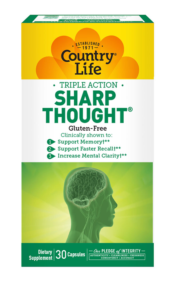 slide 1 of 1, Country Life Triple Action Sharp Thought 30 Capsules, 30 ct