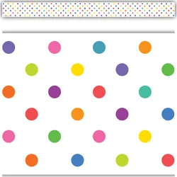 Teacher Created Resources Straight Border Trim, 3 in x 35 in, Colorful Dots, Pack of 12