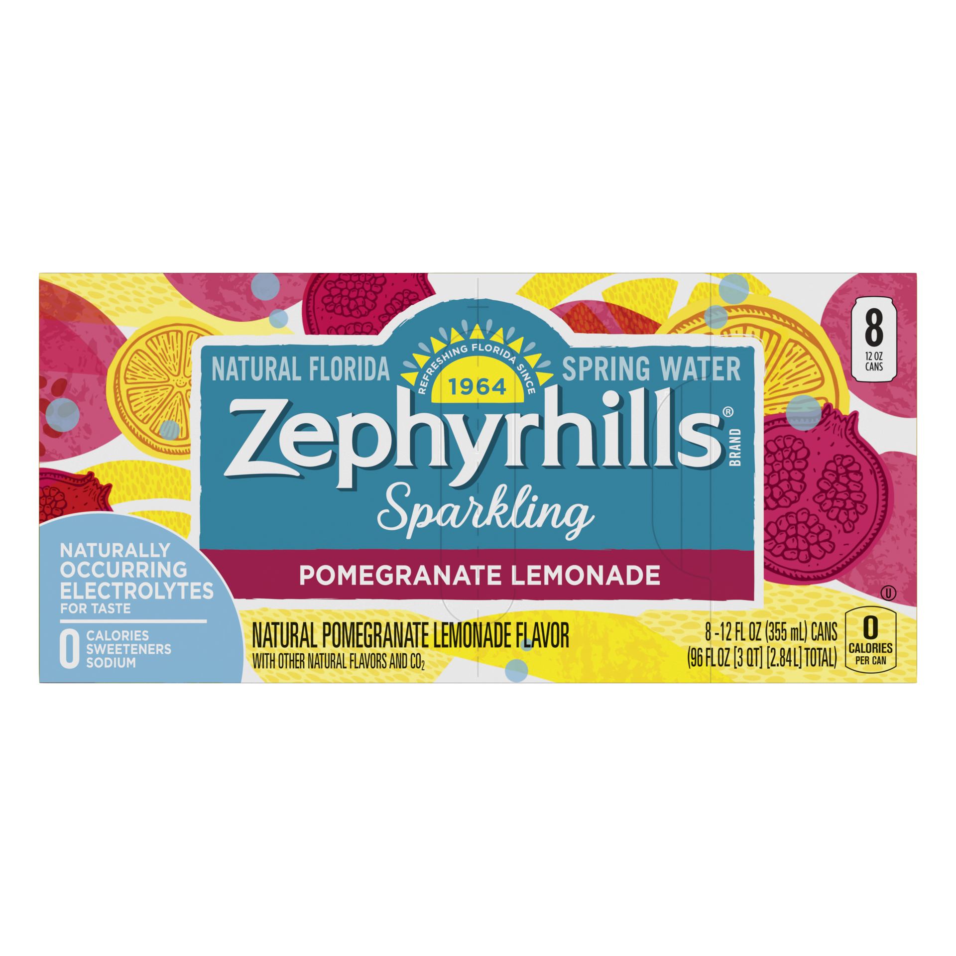 slide 4 of 5, Zephyrhills Sparkling Water, Pomegranate Lemonade, 12 oz. Cans (8 Count), 12 oz