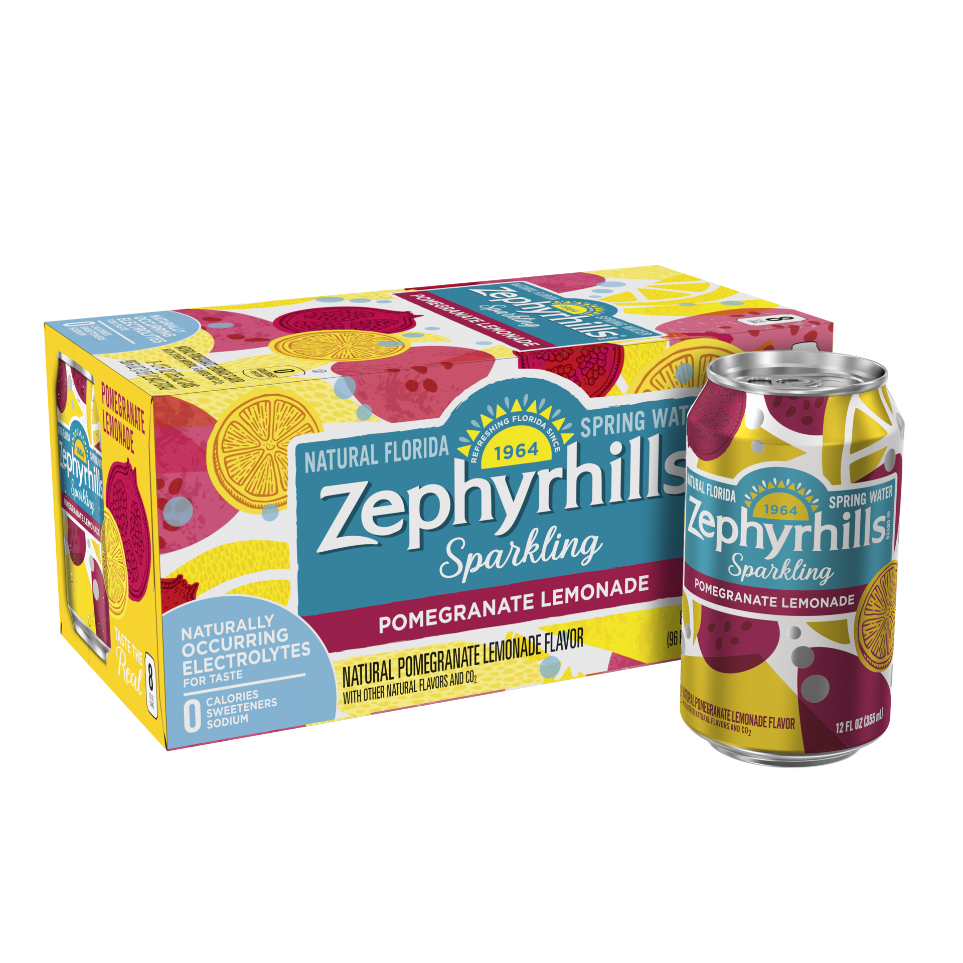 slide 5 of 5, Zephyrhills Sparkling Water, Pomegranate Lemonade, 12 oz. Cans (8 Count), 12 oz