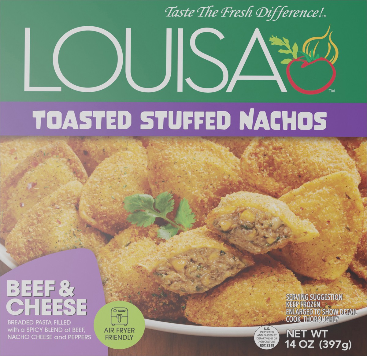 slide 3 of 11, Louisa Toasted Stuffed Nacho-Beef & Cheese, 14 oz