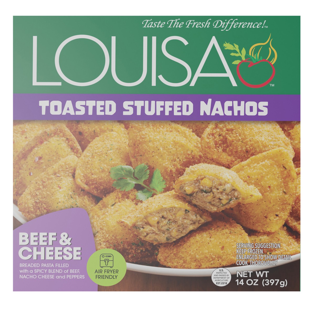 slide 5 of 11, Louisa Toasted Stuffed Nacho-Beef & Cheese, 14 oz