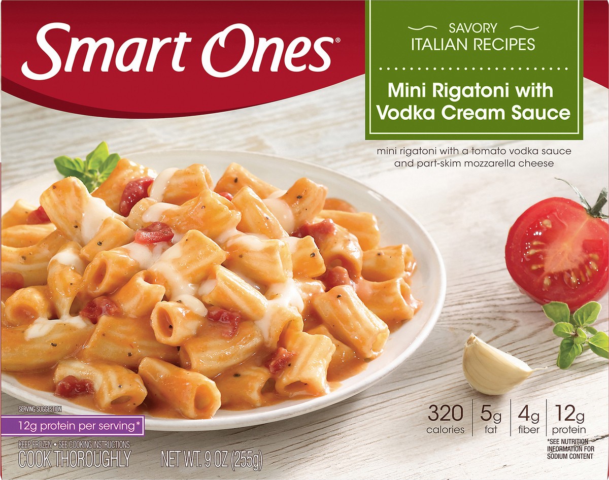 slide 8 of 9, Smart Ones Mini Rigatoni with Tomato Vodka Cream Sauce Frozen Meal, 9 oz Box, 9 oz