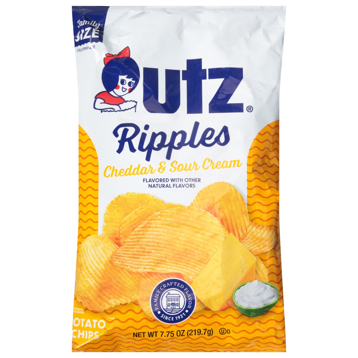 slide 1 of 9, Utz Cheddar & Sour Cream Ripple Chip, 7.75 oz