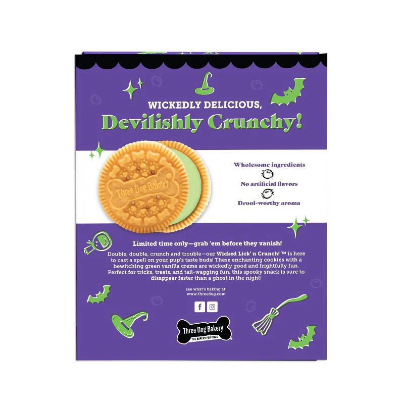 slide 3 of 7, Three Dog Bakery Wicked Lick N Crunch Carob Cookie, 13 oz