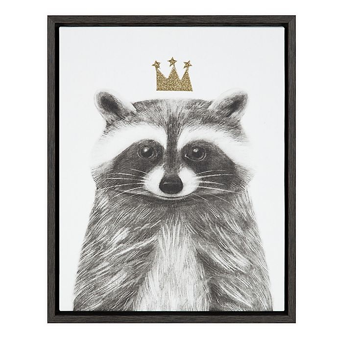 slide 1 of 5, Marmalade Royal Forester Raccoon Framed Canvas Wall Art - Dark Grey, 16 in x 20 in