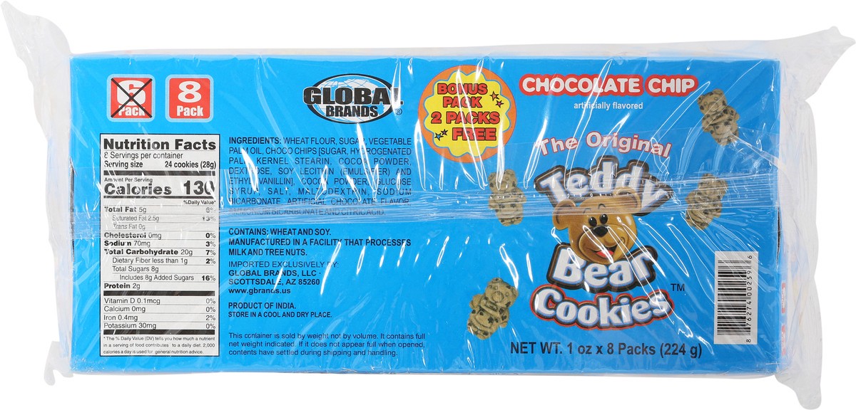 slide 2 of 14, Global Brands Global Choc Chip Teddy Bear Cookie, 7.9 oz