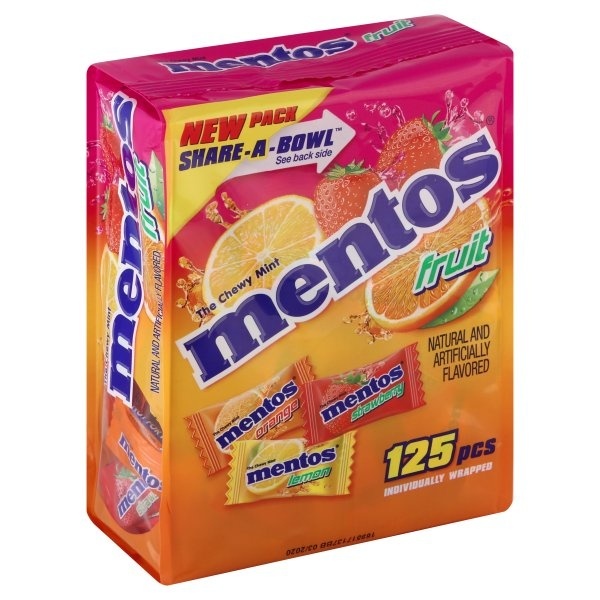 slide 1 of 1, Mentos Share-A-Bowl Fruit Mints, 125 ct