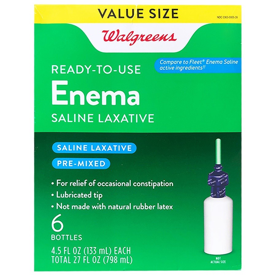 slide 1 of 5, Walgreens Ready-To-Use Enema Saline Laxative, 6 ct; 4.5 fl oz