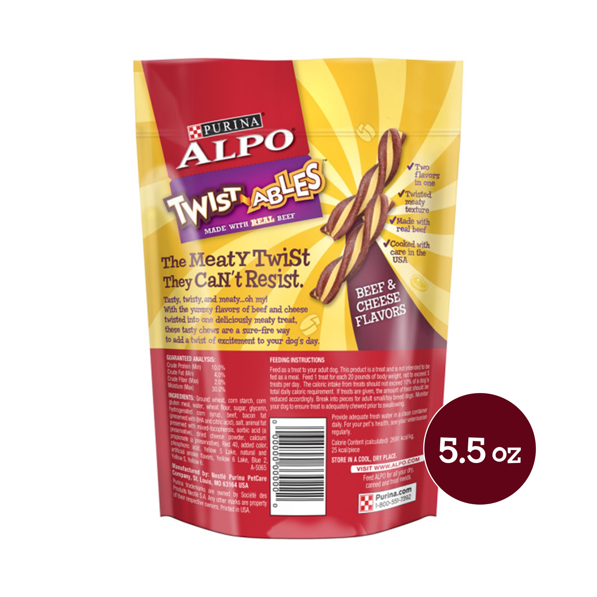 slide 2 of 2, Pedigree Alpo Twistables Beef & Cheese, 5.5 oz