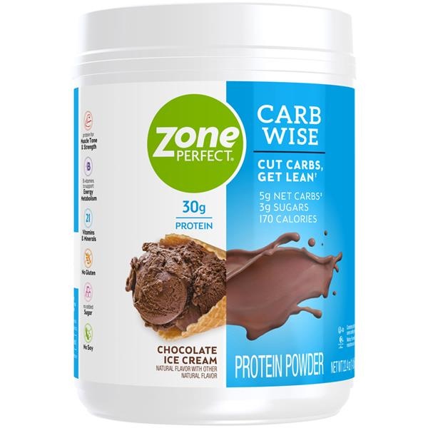slide 1 of 1, Zone Perfect Carb Wise Chocolate Ice Cream Powder, 22.4 oz
