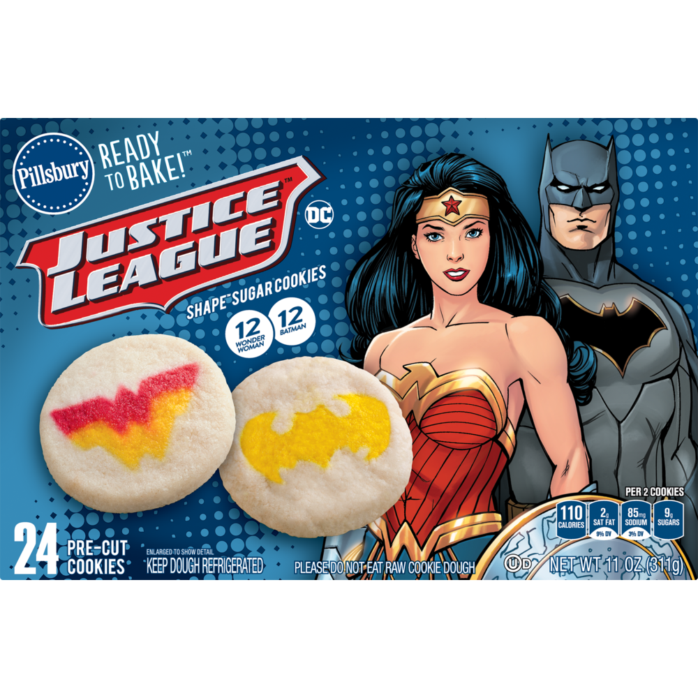 slide 1 of 1, Pillsbury Ready to Bake Justice League Shape Sugar Cookies, 16 oz