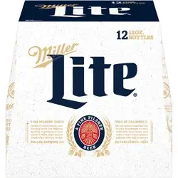 Miller Lite Lager Beer, 4.2% ABV, 12-pack, 12-oz. beer bottles