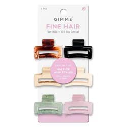 Gimme Beauty Medium/Small Rectangle Claw Clips - 6 pc - Assorted Colors