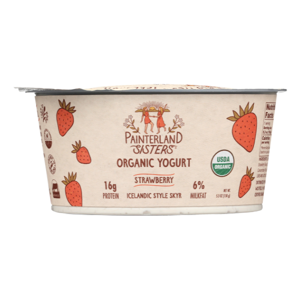 slide 1 of 5, Painterland Sisters Organic Skyr Strawberry Fields Yogurt 5.3 oz, 6.3 oz